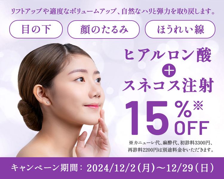 12月キャンペーン ヒアルロン酸＆スネコス15％OFF